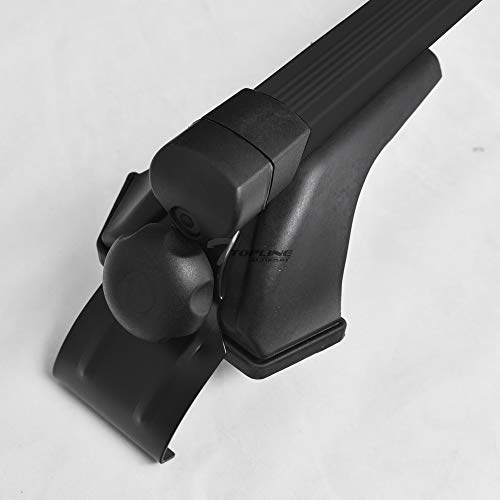 Topline Autopart Universal 50" Window Frame Square Style Aluminum Roof Rack Rail Cross Bars (Black) For 4 Door Models Vehicles
