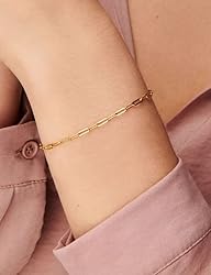 ASDULL 925 Sterling Silver Paperclip Bracelets 3mm