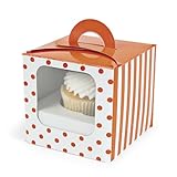 Orange Polka Dot Cupcake Boxes (12 pc)