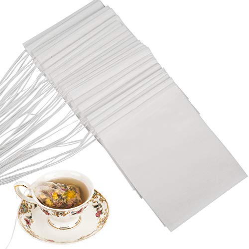 YINGKESI Tea Filter Bags, Disposable Tea Infuser, Safe & Natural Material, 1-Cup Capacity, Drawstring Empty Bag for Loose Leaf Tea, Set of 100(3.15 x 3.94 inch)