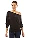 PattyBoutik Women On Off One Shoulder Semi-Sheer Sweater (Black Medium)