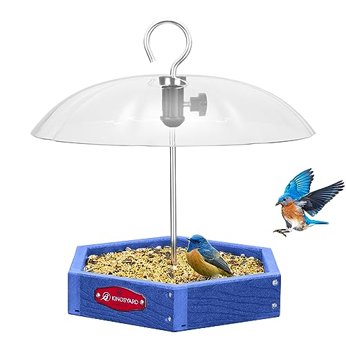 Kingsyard Platform Bird Feeder with Adjustable Dome for Outdoors Hanging