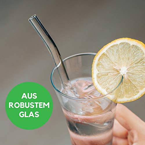 EcoYou Glas Strohhalme Gebogen 6er Set + Reinigungsbürste aus Sisal & Smoothie Rezepte Wiederverwendbare Trinkhalme 23… – Bild 2