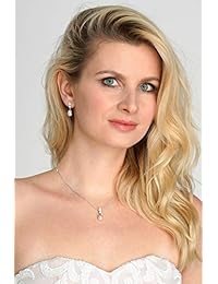 Mariell - Juego de joyería para novia y boda con perlas de color marfil claro, ideal para llevar a diario y regalos