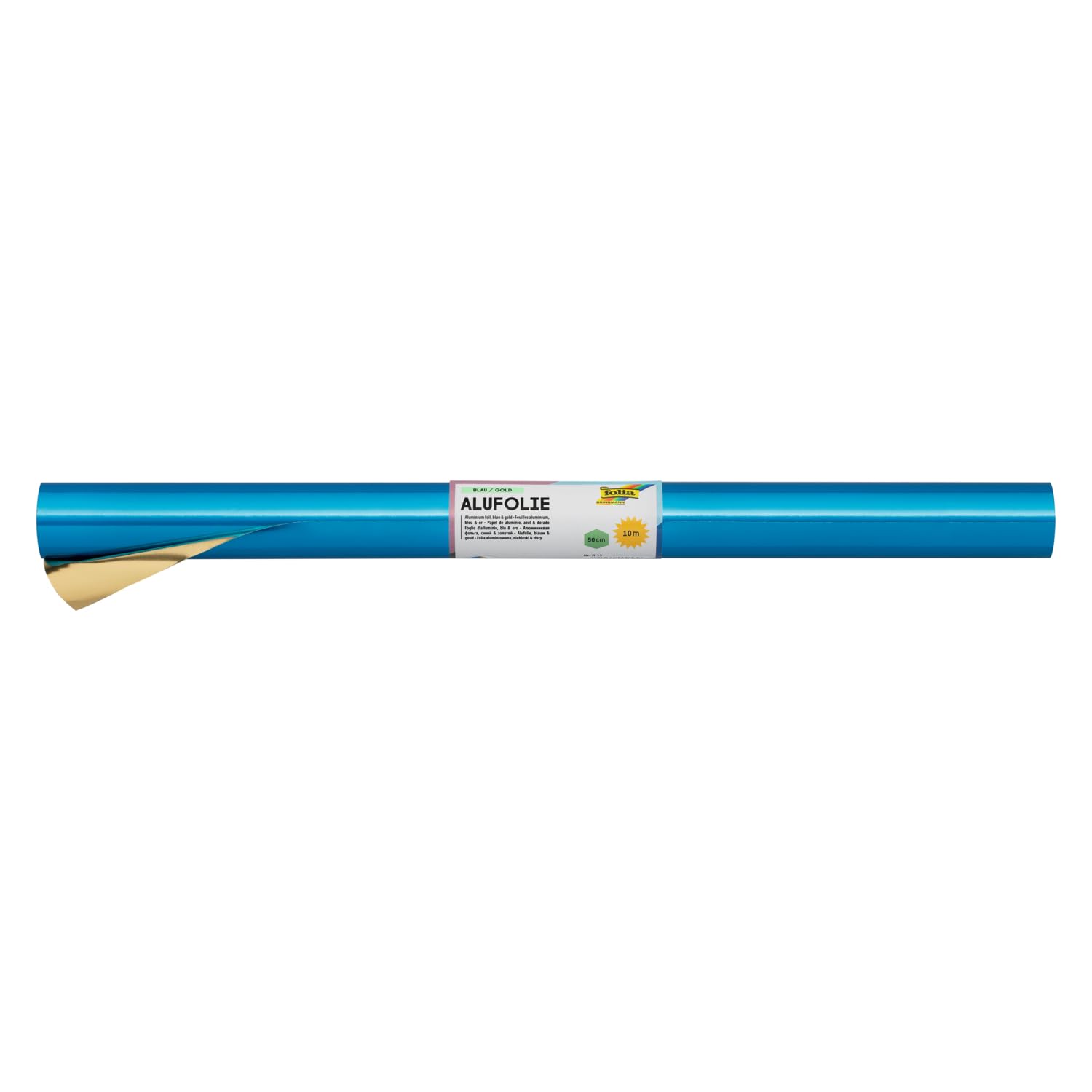 folia R 13 Aluminium Foil Roll Double-Sided Laminated Approx. 50 cm x 10 m Blue/Gold Ideal for Crafts and Packaging