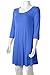 LARACE Women’s 3/4 Sleeve Casual Swing T-Shirt Dresses(2X, Blue)