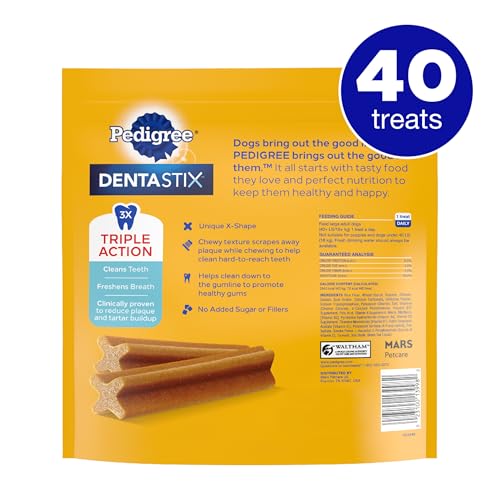 PEDIGREE DENTASTIX LARGE DOG TREATS, ORIGINAL FLAVOR WITH REAL CHICKEN, 2.08 LB. BAG (40 TREATS TOTAL)