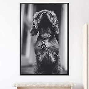 signwin Framed Canvas Wall Art Duotone Pupper Animals...