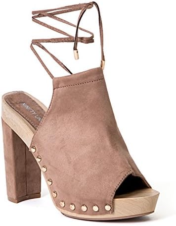 Lady Couture Ankle Tie Open Toe Lace up Sandal on Faux Wood Bottom Women's Shoes Ninety Union Dora