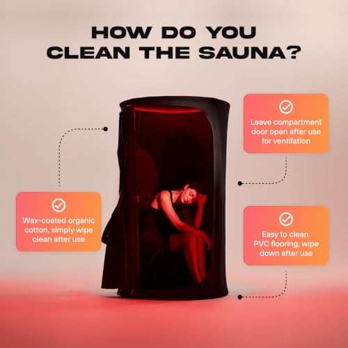 THE POD COMPANY The Sauna Pod - Portable Personal Dry Sauna for Recovery & Wellness - for Athletes & Everyday Users - Includes Red LED Light, Heater & Foldable Chair - Hot Air Technology - Up to 185