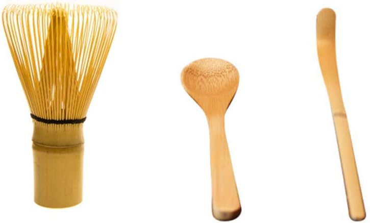 Tolyneil Japanese Tea Set Three-Piece, Matcha Whisk,Traditional Scoop, Tea Spoon, The Perfect Matcha Tea Set