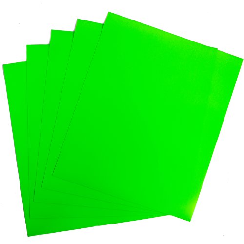 Neon Green Heat Transfer Vinyl PU - 5 Sheets each 10 in x 12 in HTV for Cricut and Silhouette