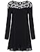 ROMWE Women's Plain Short Long Sleeve Casual Crochet Lace Shift Dress