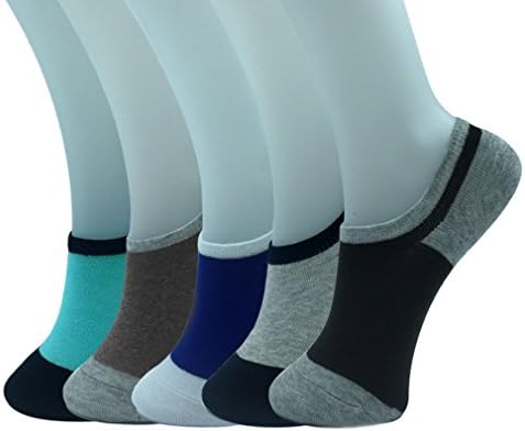 Inside Men's 5-pack no show low cut socks, Silicon Non-Slip Grip, Multi, One Size