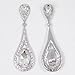 EVER FAITH Women's Austrian Crystal Elegant Dual Teardrop Pierced Dangle Earrings Clear Silver-Tone