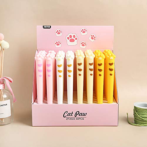 0.5mm Gel Ink Pens, Doraking Cute Cartoon Cat Paw Refillable Gel Ink Pens, Black Ink Pen for Writing, Bullet Journaling and Note with Box (Cat Pads, 4PCS/Box)