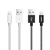 AUKEY Lightning Cable Braided 6ft, Apple MFi Certified iPhone Charger Cable [2 Pack] for iPhone 8, 8Plus, X, iPhone 7, 7Plus, 6, 6s, iPad Pro Air mini and more