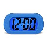 HENSE Large Digital Display Alarm Clock and Snooze/Nightlight(Blue Backlight) Light Sensor Travel and Home Bedside Alarm Clock,Battery operated,Shockproof,Excellent Gift for Kids/Teens HA30 (Blue)