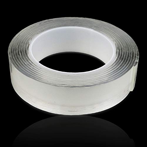 Neworkg Double Sided Adhesive Tape, 9.8Ft/5m Adhesive Silicone Tape - Transparent Strong Adhesive Traceless Removable and Reusable Anti Slip Tape for Home, Wall, Room, Office Decor(2mm Thickness)