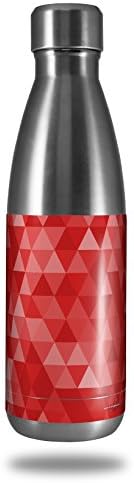 Skin Decal Wrap for RTIC Water Bottle 17oz Triangle Mosaic Red (BOTTLE NOT INCLUDED) by WraptorSkinz
