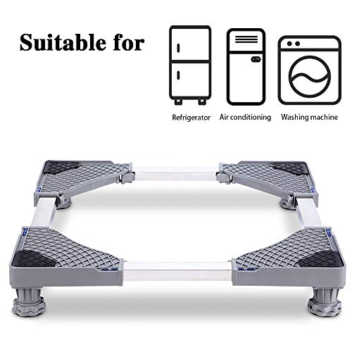 LUCKUP Multi-functional Movable Adjustable Base with 4 Strong Feet Size Adjustable Universal Mobile Case Roller Dolly for Dryer, Washing Machine and Refrigerator,Grey