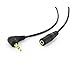Valley Enterprises 3.5mm Male Right Angle to 3.5mm Female Gold Stereo Audio Cable, Length 6 Inches