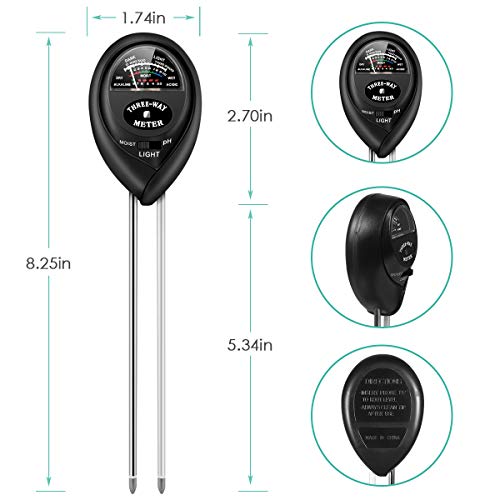 Soil Test Kit, 3in1 Soil Moisture Light PH Tester Gardening Tool Kits