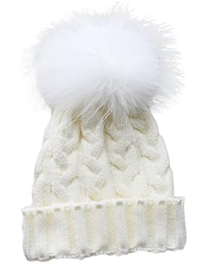 Baby Toddler Kids Boy Girl Knit Crochet Warm Faux Fur Pom Beanie Hat Cap