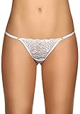 Laura SL105148W-M Womens G-String Thong Adjusts To Your Fit See Through Lace44; White - Medium