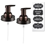 Mason Jar Foaming Soap Dispenser Lids - Bronze - Rustproof Stainless Steel Lid / BPA Free Pump,With Waterproof Chalkboard Labels Stickers - Rustic Farmhouse Décor Bronze Bathroom Acces-sories / Bronze