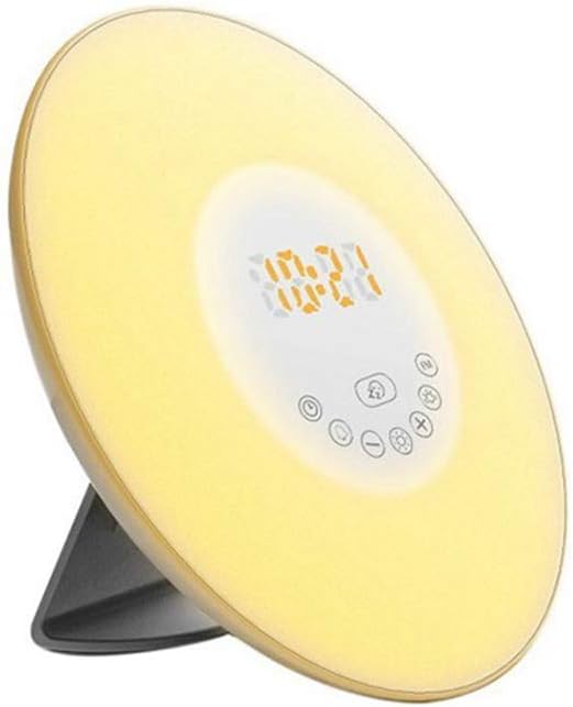 Multi-Function Sunrise Simulation Colorful Wake up Light Alarm Clock Wake up Clock Snooze Function Wake-up Light with FM Radio WUHX