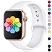 Laffav Compatible with Apple Watch Band 38mm 40mm, Small/Medium, for Women Men, White, Silicone Sport Replacement Band Compatible with Apple Watch Series 3, Series 4, Series 2, Series 1