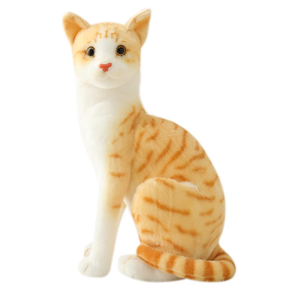 LICHENGTAI Simulation Cat Toy, Realistic Cat Soft Plush Faux Plush Kitten Toy Pet Animal Photography Prop Room Home Decoration Companion Pets Cuddly Toy Gift for Kids Baby Girls Boys, 35cm