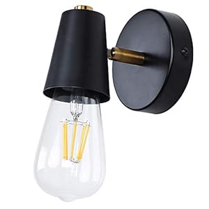 MantoLite Zwart Wandlamp, E27 Edison-lampen Wandkandelaar Verstelbare Lamphouder,Industriële Leeslamp Wandlampen Voor…