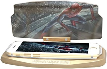 Car HUD Head Up,Phone GPS Navigation Image Reflector,Cell phone Holder Mount, Display Speed Warning,Smart Mobile Phone Car Stand Folding Holder (gold)