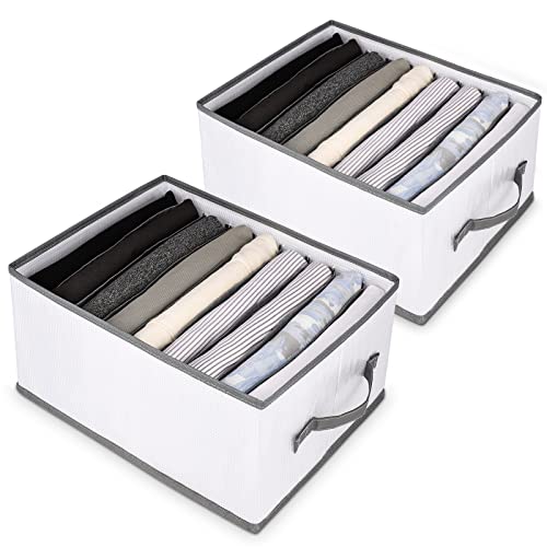 sprecenk Wardrobe Organiser 9 Grid Storage Boxes Drawer Organiser, Pack of 2 Foldable Trousers Storage Clothes Storage for T-Shirts, Shorts, Skirts, Light Grey