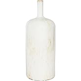 Creative Co-Op Large Cream Stoneware Vase with Green Accents & Reactive Glaze Finish (Each one Will Vary)