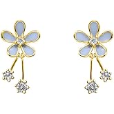 SLUYNZ Solid 925 Sterling Silver Pretty Flowers Earrings Studs for Women Teens Elegant CZ Flowers Studs Earrings