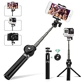 Selfie Stick Tripod, Leelbox Bluetooth Selfie Stick with Tripod and Detachable Wireless Remote, Extendable Monopod Stand Holder Universal for Digital Camera and Android iOS Mobile Smart Phone