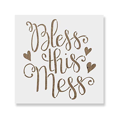 Bless This Mess Stencil Template - Reusable Stencil with Multiple Sizes Available