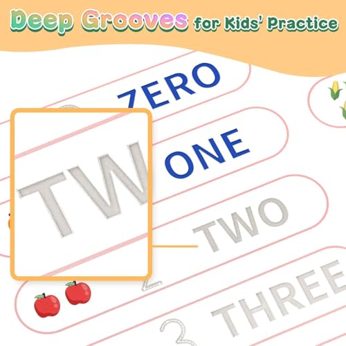 Large Grooved Handwriting Practice Books, 5-Pack Reusable Magic Copybooks with Pencil Grips, Tracing Books for Kids Ages 3-8, Preschool Kindergarten Learning Activities, Alphabet and Number Workbook