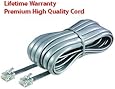 Premium High Quality Telephone Line Cord Heavy Duty Lifetime Warranty Silver Satin 4 Conductor 25-ft by TeleDirect