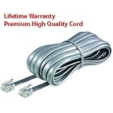 Premium High Quality Telephone Line Cord Heavy Duty Lifetime Warranty Silver Satin 4 Conductor 25-ft by TeleDirect