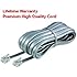 Premium High Quality Telephone Line Cord Heavy Duty Lifetime Warranty Silver Satin 4 Conductor 25-ft by TeleDirect