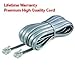 Premium Telephone Line Cord Heavy Duty Silver Satin 4 Conductor 25-ft by TeleDirect