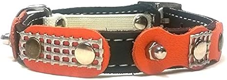 Superpipapo Original Collier Pour Chat En Cuir Avec Boucle Anti Etranglement De Securite Elastique Design Vintage Hippie En Orange Noir Et Details Argentes Amazon Fr Animalerie