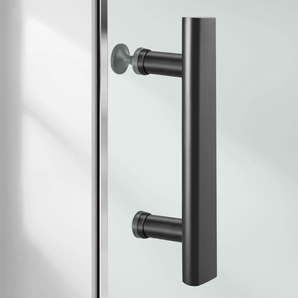 Suimlmta Shower Door Handle 145mm Hole to Hole Stainless Steel Door Handle Replacement Shower Door Handles with Plastic Knobs for Shower Enclosures Room Sliding Push Pull Glass Door, 1 Pack
