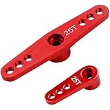 2Pack ShareGoo 25T Metal Servo Horn M3 Threads Steering Arm Server Rocker for Futaba Savox Power HD HSP MG995 MG996 Servos Motor 1/8 1/10 RC Car Truck,Red