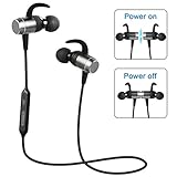 [Magnetic Switch Auto On/Off] Bluetooth Headphones, Besyoyo Magnetic Wireless Bluetooth 4.1 Stereo Earbuds with Mic, Sweatproof in-Ear Sport Earphones Secure Fit for Running Workout (Upgrade Version)