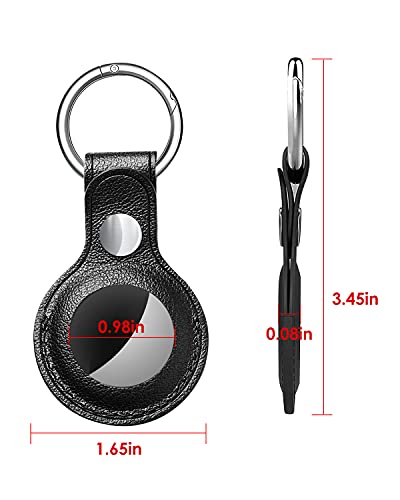 PUiKUS Protective Case for AirTag, 4-Pack Genuine Leather Tracker Holder with Key Chain, Easy Carry AirTag Cover for Keys, Backpacks, Liner Bags, Pet Collar